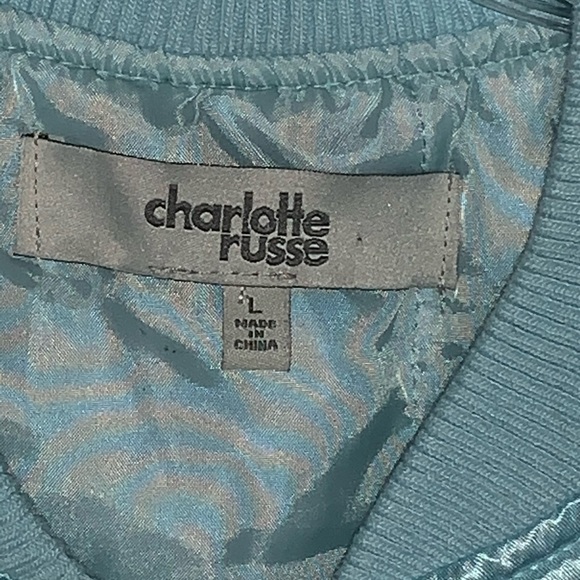 🔹BABY BLUE BOMBER JACKET, Satiny, Charlotte Russe - Picture 7 of 16